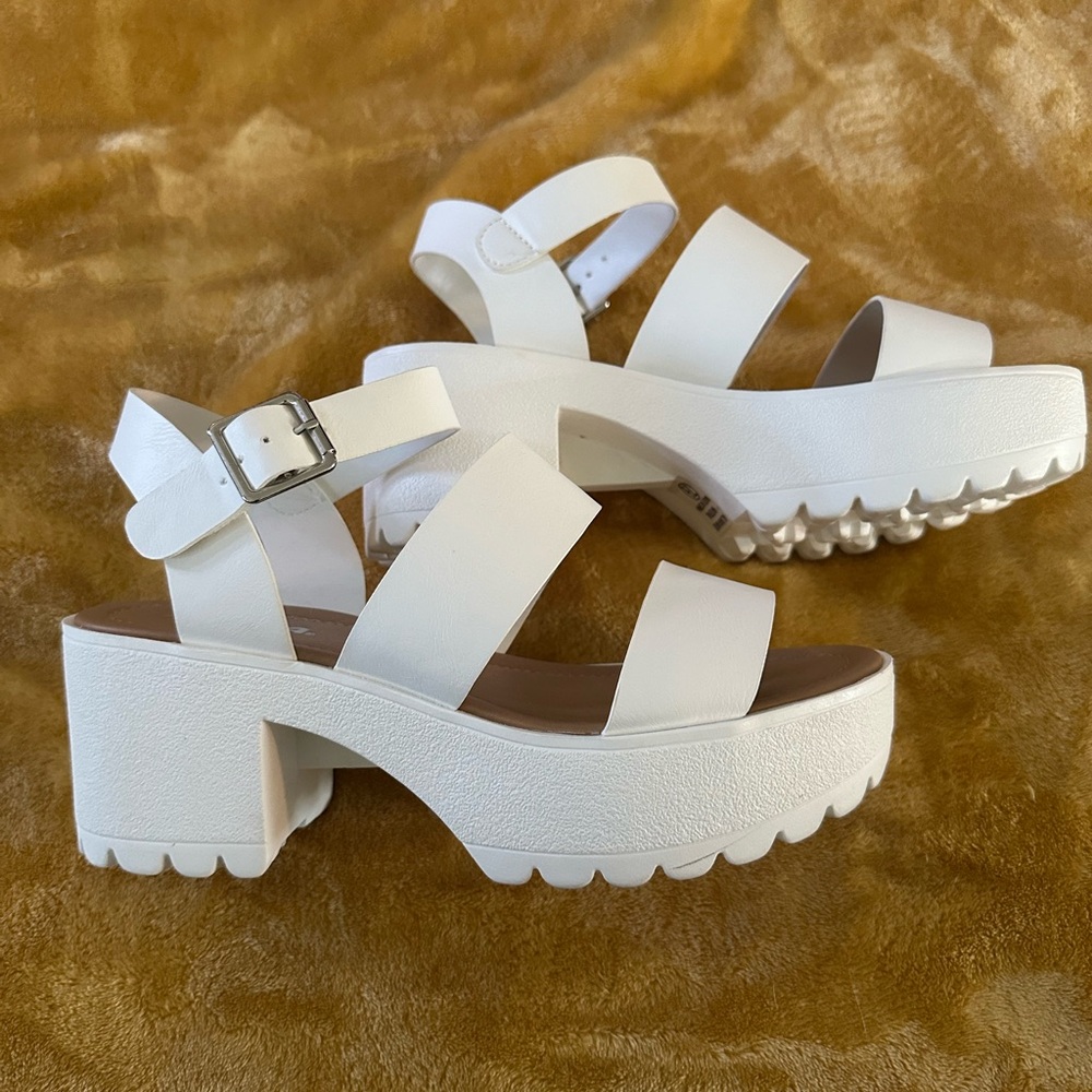 Soda White Platform Sandals with Chunky Soles